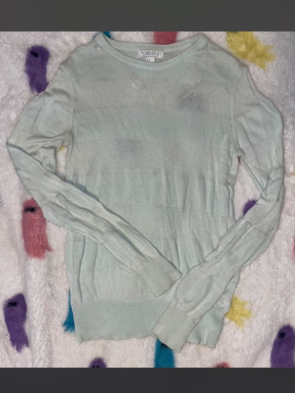 Pastel Teal Striped Long sleeve top